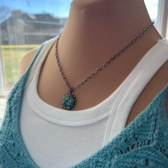 Patricia Locke pre-owned turquoise & green  crystal neckace, signed ‘11 - Picture 3 of 12